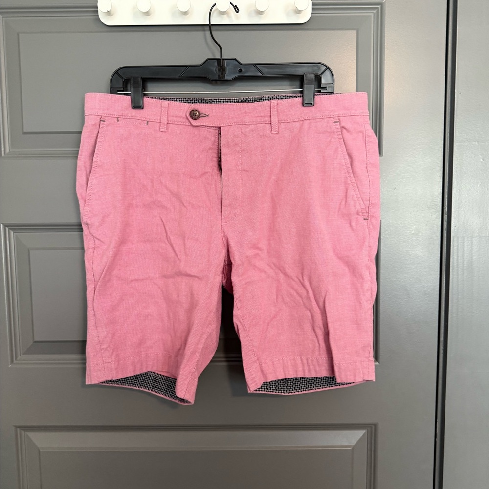 Ted Baker Men's Rose Pink Flat Front Shorts